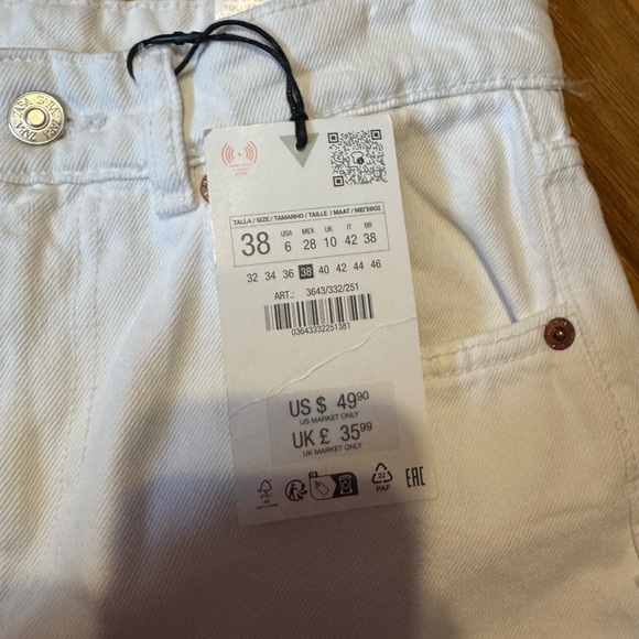 nwt Zara white mid rise full length wide leg jeans **run small - Picture 5 of 12